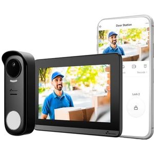 NIVIAN Intelligente draadloze intercominstallatie, 17,8 cm (7 inch) Full HD-touchscreen + Tuya-app, buitenplaat IP65 met nachtzicht, bidirectionele audio, afstandsbediening deuropener, Smart Security