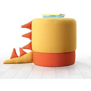 Atelier Del Sofa Moderne gele poef, 37 cm diameter x 38 cm hoogte, 50% katoen/50% fluweel, pvc-gecoate verborgen benen, 6 cm dikke orthopedische spons, perfect voor kinderen en entertainment