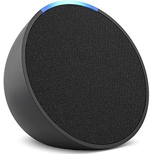 Echo Pop | Internationale Versie | Compacte slimme luidspreker met Alexa en volledig geluid, wifi en bluetooth | Houtskool | Nederlands niet beschikbaar
