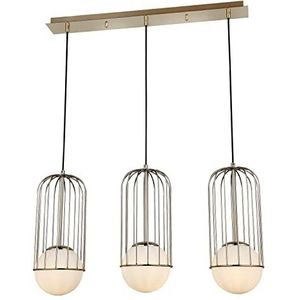 Homemania 1565-80-03-L hanglamp, jute fancy, kroonluchter, plafondlamp, glas, metaal, goud, 15 x 68 x 110 cm, 3 x E27, max. 40 W