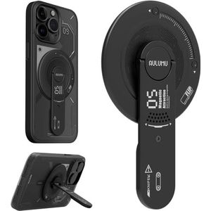 Aulumu G05 Magnetische Telefoonstandaard Grip | Verwijderbare 360° Verstelbare Telefoon Kickstand met Doosopener | Compatibel met MagSafe voor iPhone 16/15/14/13/12 Serie - Zwart
