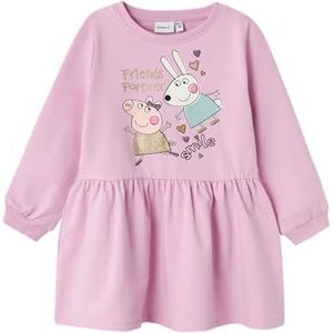 NAME IT Nmfamira Peppapig Ls SWE Dress Bru Cplg sweatjurk voor meisjes, Pastel Lavender, 92