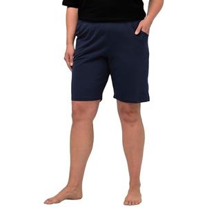 Ulla Popken Dameskleding plus size curvy stretch gebreide bermuda shorts 818396, Donkerblauw, 34 Regular