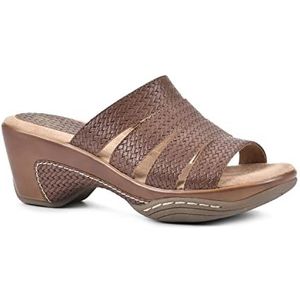 WHITE MOUNTAIN Valora Damessandalen met sleehak, bruin/geweven, 37 EU