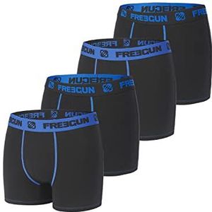 FREEGUN Katoenen boxershorts voor heren, anti-irritatie, zacht (verpakking van 4 stuks), zwart, blauw, maat L
