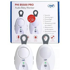 Audio Babyfoon PNI B5500 PRO draadloos, intercom, met nachtlampje, Vox- en Pager-functie, instelbare microfoongevoeligheid
