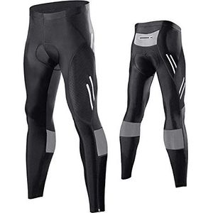 MEETWEE Fietsbroek voor heren, lange fietsbroek, compressiebroek, leggings, wielersportbroek voor mannen, elastisch, ademend, 3D-spons zitkussen