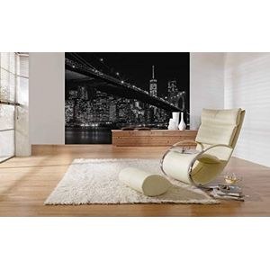 awallo A.S. Création fotobehang stad brug BrooklynBridgeNewYorkCity | Design Print 3,36 m x 2,60 m zwart wit 403705