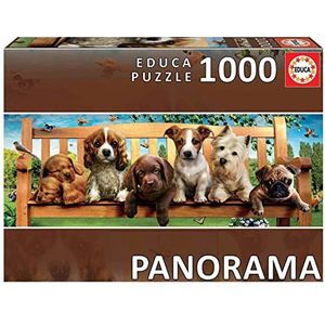 Puppy's op Le Banc Panorama Puzzel (1000 stukjes)