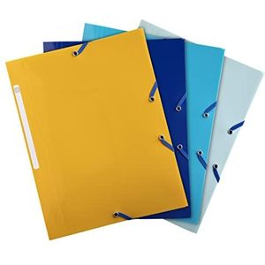 Exacompta - Ref. 55110E - Pack van 4 elastieken Bee Blue - Tas met 3 kleppen - van gerecycled polypropyleen - Afmetingen 24 x 32 cm voor documenten in A4-formaat - verschillende kleuren