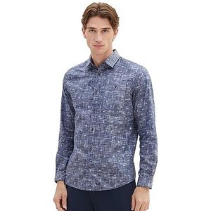 TOM TAILOR Poplin overhemd voor heren, regular fit, met stippenpatroon, 32319-Navy Off White Diamond Design, XXL