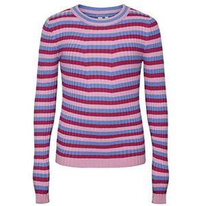 PIECES PKCRISTA LS O-Neck Knit TW NOOS BC, Begonia roze/strepen: beetroot paars-marina, 116 cm
