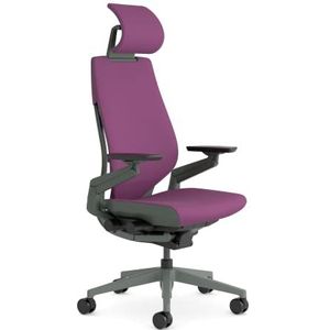 Steelcase Gesture Ergonomische Bureaustoel met 360° Armleuningen, 3D Live Rug Lendensteun, Verstelbare Hoofdsteun Purple