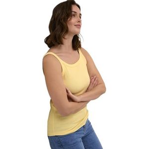 Kaffe Dames Tank Top Scoop Neck Skinny Fit Mouwloze Rib Jersey Dames, Mellow Yellow, L