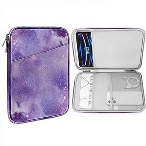 MoKo Tablethoes van 9-11 inch, geschikt voor iPad air 5/4 10,9"" 2022, iPad Pro 11 M2 2022-2018, iPad 10th 10.9 2022, Galaxy Tab S8/A8/A7 2022, beschermende draagtas met zak, paarse sterrenhemel