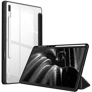 Fintie Hybrid Hoes voor Samsung Galaxy Tab S7 FE 2021 / S7 Plus 2020 12,4 Inch - Schokbestendige Case Cover met Transparante Doorzichtige Harde Schaal Achter Beschermhoes, (*Zwart)