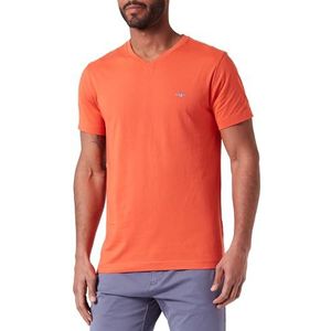 GANT Slim Shield T-shirt met V-hals voor heren, smalle pasvorm, oranje (burnt orange), 4XL
