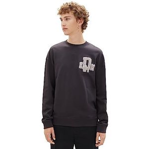 TOM TAILOR Denim Heren Relaxed Fit Sweatshirt met logo-print, 29476-coal grey, XXL