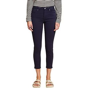 edc by Esprit Stretchy mid-rise-broek in cropped-lengte, Donkerblauw, 33W x 26L