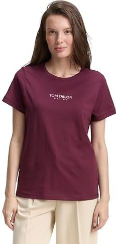TOM TAILOR 1047736 T-shirt voor dames, 16427-bordeauxrood, XXL, 16427 - Bordeaux Rood, XXL