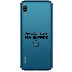 Zokko Beschermhoes voor Huawei Y6 2019 Jamais zonder Mijn Blonde – zacht transparant inkt zwart