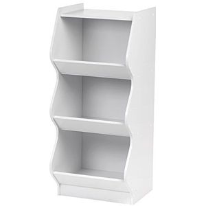 Iris Ohyama, 3 Tier Kids Basic Plank / Speelgoed Opbergdoos / Kinderkast / Houten Opbergdoos / Speelgoedkist, Design, slaapkamer, speelkamer, school. - Kids Basic Shelf - KSBS-3 - wit