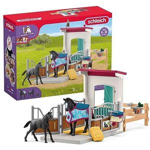 schleich HORSE CLUB - Paardenbox - met Merrie & Veulen - Afneembaar Zadel & Hoofdstel - Paarden Speelgoed - Kinderspeelgoed