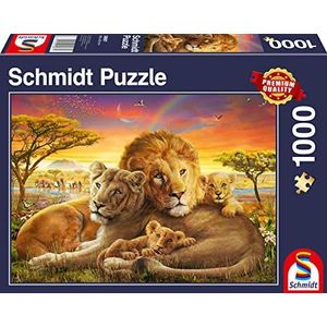 Schmidt Spiele 58987 knuffelende leeuwenfamilie, puzzel met 1000 stukjes