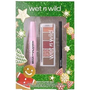 Wet n Wild Frosty Flutter Vault Set, Make-Up Oog Cadeau Set Met Intrekbare Zwarte Eyeliner, Volumineuze Zwarte Mascara En Oogschaduw Palette In 5 Tinten