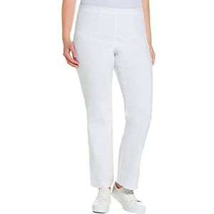 Ulla Popken Dames grote maten tot 68 | Bengalin broek | stoffen broek, rechte pijpen | elastische band | kreukarm, verschillende lengtes | 615445, sneeuwwit, 56W / 30L