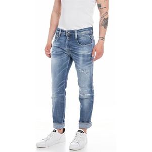 Replay Heren Jeans Anbass Slim-Fit Aged met Power Stretch, Medium Blue 009, 32W x 36L
