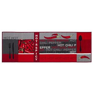 andiamo Keukenloper rood Hot Peper, loper keuken hal, wasbaar, plat, getest op schadelijke stoffen, modern design met chili, keukentapijt, afmetingen: 67 x 250 cm
