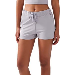 LOS OJOS Sportbroek voor dames, kort, work-outshorts voor vrouwen, shorts met zakken voor yoga, wandelen, hardlopen en casual dressing, grijs, XS