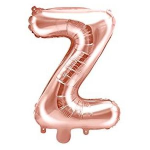 PartyDeco Folieballon, letter ""Z"", roségoud, verjaardag, bruiloft, jubileum, folieballon, letter ""Z"", roségoud, grootte ca. 35 cm, verloving, oudejaarsfeest, folieballon, decoratie