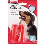 Beaphar | vingertandenborstel | tandverzorging voor honden en katten | voor nauwkeurige reiniging | zachte haren | ideaal voor gevoelige huisdieren | 2 pack, rood
