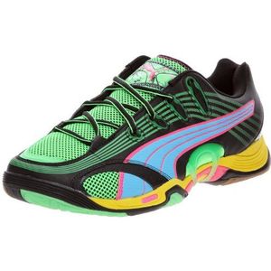 Puma Accelerate V Tricks II Handbalschoenen voor heren, zwart, turquoise, roze, neongroen, 40 EU