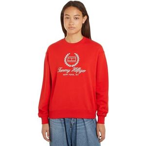 Tommy Hilfiger Reg Flag Script Cnk Swtshrt Zwaargewicht sweatshirts voor dames, Fierce Red, 3XL