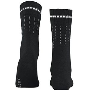 FALKE Dames Neon Knit Duurzaam Biologisch Katoen Wol Ademend Warm Half hoog met Patroon 1 Paar Sokken, Zwart (Black 3000), 39-42