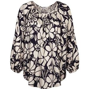 Seidensticker Dames Shirtblouse - Fashion Blouse - Regular Fit - Ronde hals - 3/4-mouw - 100% viscose, Donkerblauw, 38