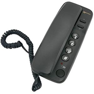 Geemarc Marbella - Gondola stijl analoge telefoon met snoer met grote knoppen, dempfunctie en visuele ringindicator- aan de muur te monteren, zwarte kleur - Britse versie
