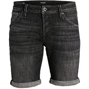 JACK & JONES Heren Jeans Short JJIRICK JJFOX GE 245- Relgular Fit - plussize, zwart denim, 44 Grote maten