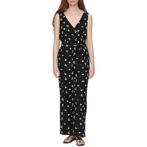 QS - Jumpsuit - Zwart/Wit - V-hals - Mouwloos - Lang/Maxi