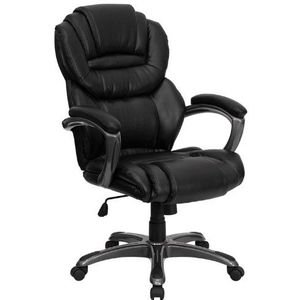 Flash Furniture Hoge rug lederen Executive Swivel stoel met armen, metaal, zwart, 78,11 x 66,04 x 37,47 cm
