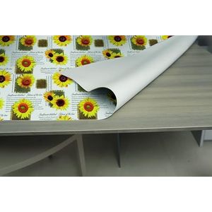 GEMITEX Tafelbescherming, gemaakt in Italië, antislip, schokbestendig, dubbelzijdig, zonnebloemen PF06, 140 x 140 cm, decoreert en beschermt je tafel tegen stoten, krassen en vloeistoffen