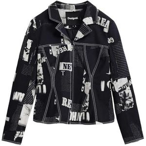 Desigual - Blazer - Krantenprint - Getailleerd - Slim Fit - Lang