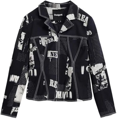 Desigual - Blazer - Krantenprint - Getailleerd - Slim Fit - Lang