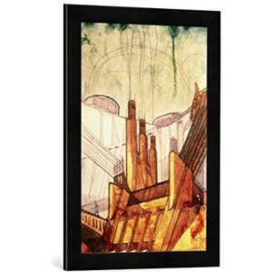 Ingelijste afbeelding van Antonio Sant'Elia Electric Power Plant, 1914"", kunstdruk in hoogwaardige handgemaakte fotolijst, 40 x 60 cm, mat zwart