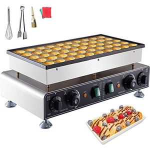 VEVOR Wafelmachine NP-543 50 Wafelijzer 1.7KW Wafelijzer Pannenkoekmachine 533 x 304 x 203 mm Wafelijzer, enkele maat φ 45 x 10 mm Roestvrijstalen keukenapparatuur Mini-pannenkoekenmaker