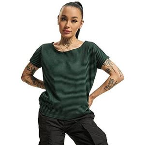 Urban Classics Dames Dames Yarn Dyed Baby Stripe T-shirt, meerkleurig (dark green/black 02055), 5XL