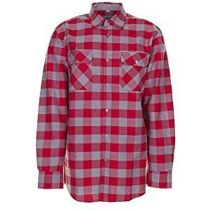 Maat 47/48 heren Planam overhemden vierkant rood zink model 0493